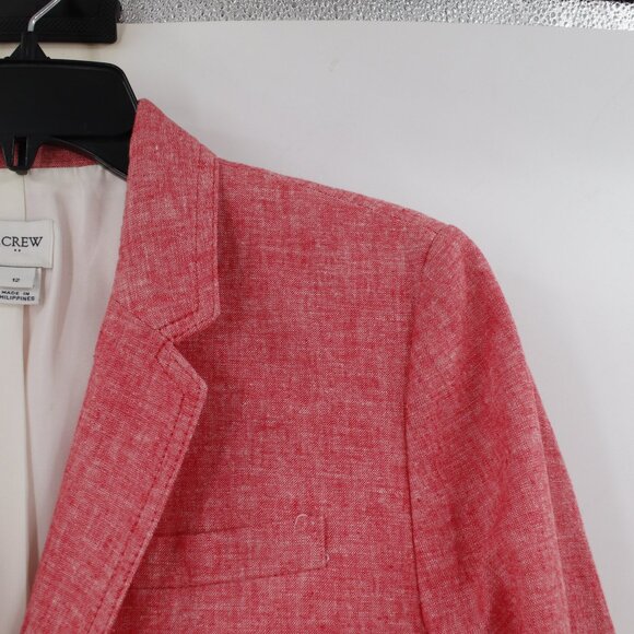 J crew Blazer Women's 12 Linen Cotton Blend Two Button Schoolboy Blazer pink - Picture 3 of 14